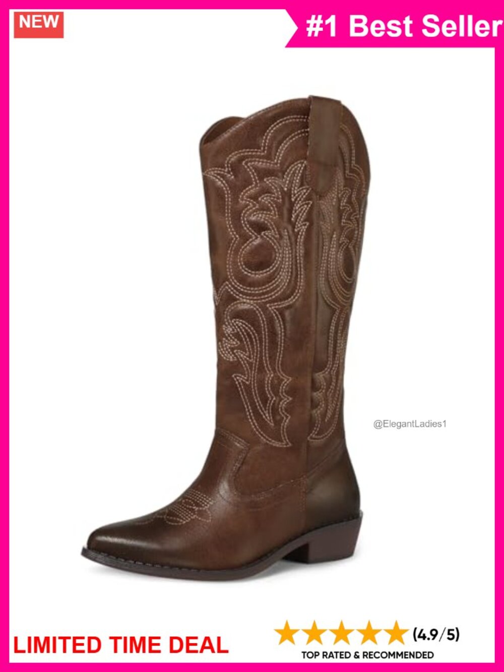 Cowboy Boots Pointed Toe Mid Calf Western Boot